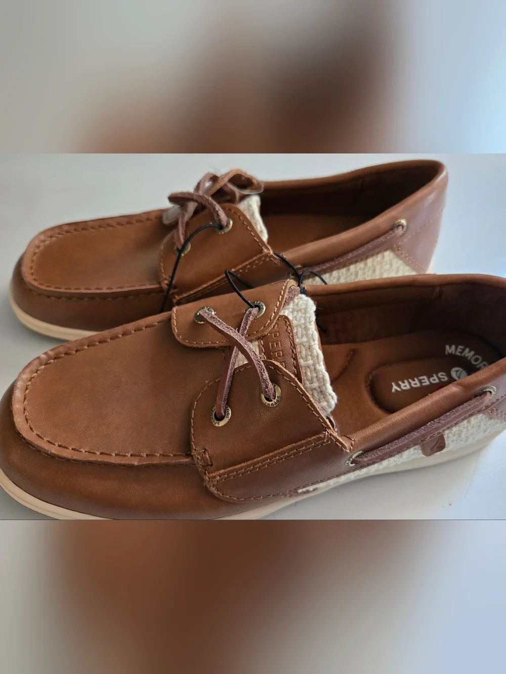 Sperry Halefish Boat Shoes Womens 6 Linen Leather Brown Nautical Comfort Casual - Picture 3 of 10